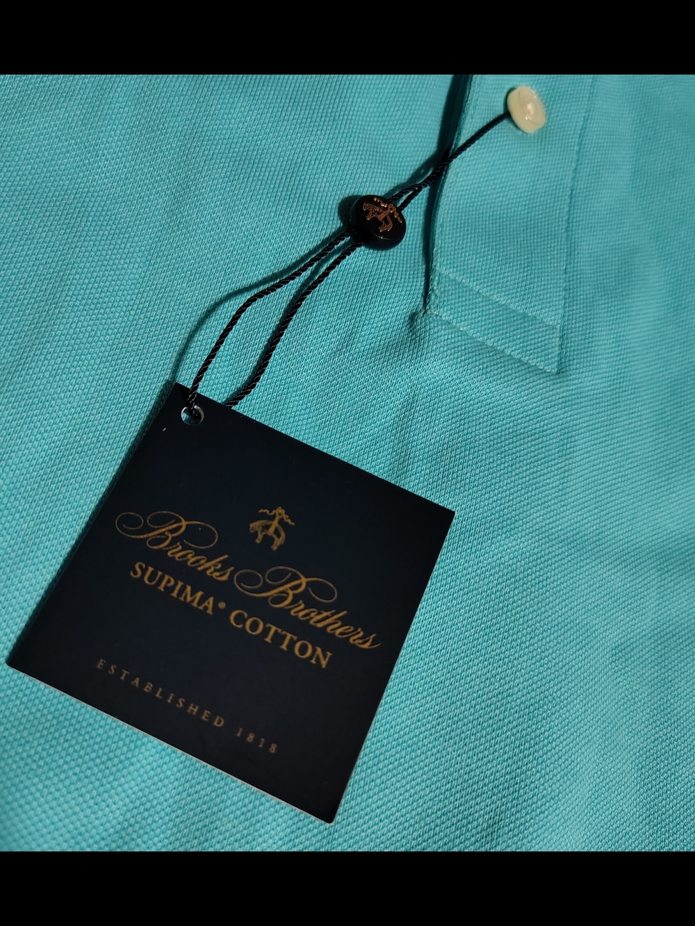 😲🔥BROOKS BROTHERS Embroidered Red Elephant Polo Accent on Turquoise Polo - L - Picture 3 of 7